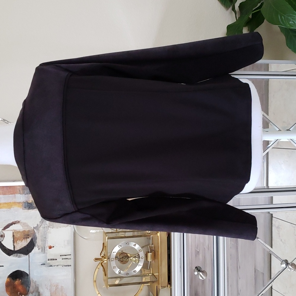 Style & Co. Faux Suede Black Leather Zip Top Jacket - Picture 2 of 5